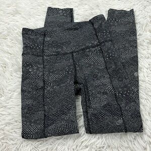 Lululemon Fast & Free 7/8 Tight II *Nulux 25" Meisai White Black